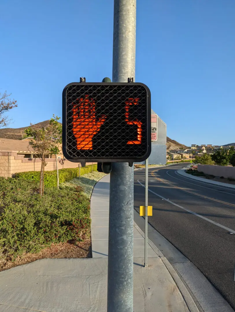 Countdown timer at a pedestrian crossing traffic light