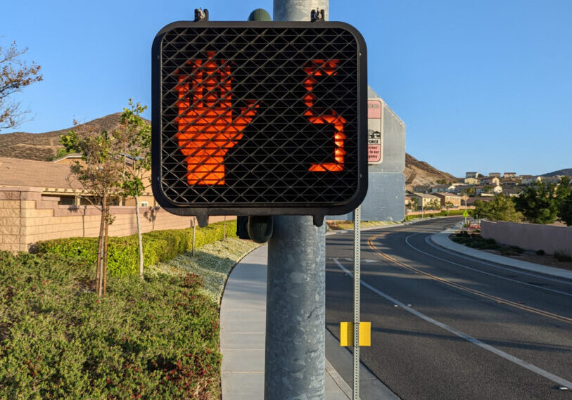 Countdown timer at a pedestrian crossing traffic light